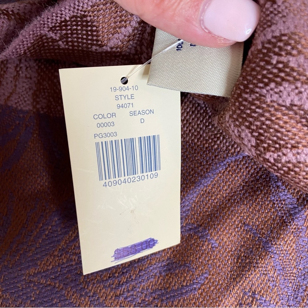 LORD & TAYLOR Purple Jacquard Print Scarf - Picture 8 of 13